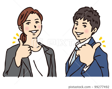 豎起大拇指表達喜悅的商務人士 Good thumbs up 99277492