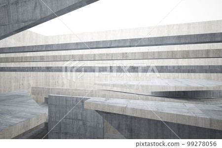 Abstract interior of glass and concrete. Architectural background. 3D illustration and rendering  99278056