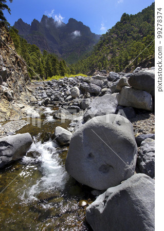 Taburiente River and Walls towers, Caldera de Taburiente National Park, Spain Taburiente River and Walls towers, Caldera de Taburiente National Park, Spain 99278374