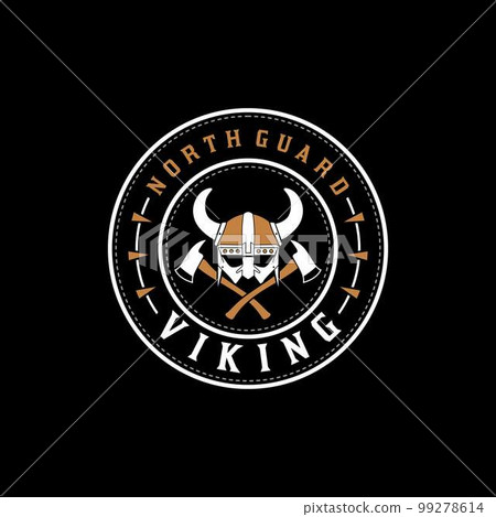 Viking Team Logo Emblem With Crossed Ax 99278614