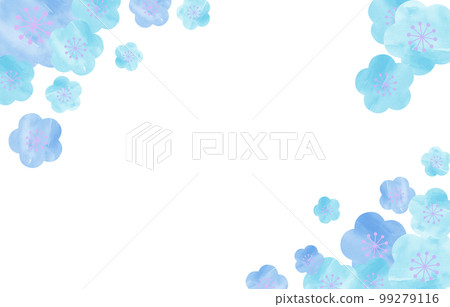 背景素材水彩梅花手繪藍色 99279116