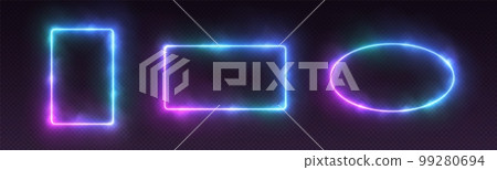 Neon frames with smoke, gradient glowing borders with fog, futuristic LED banners. Neon frames with smoke, gradient glowing borders with fog, futuristic LED banners. 99280694