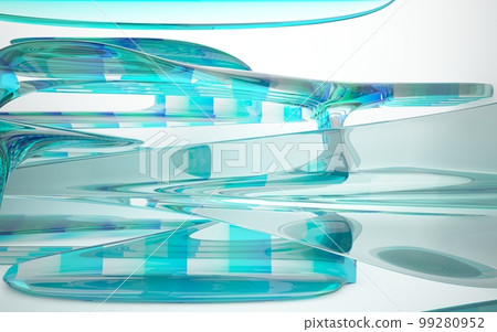Abstract smooth white and colored gradient glasses interior multilevel public space with window. 3D illustration and rendering. Abstract smooth white and colored gradient glasses interior multilevel public space with window. 3D illustration and rendering. 99280952