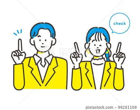 Men and women to guide in attention pose Business material image illustration 99281109