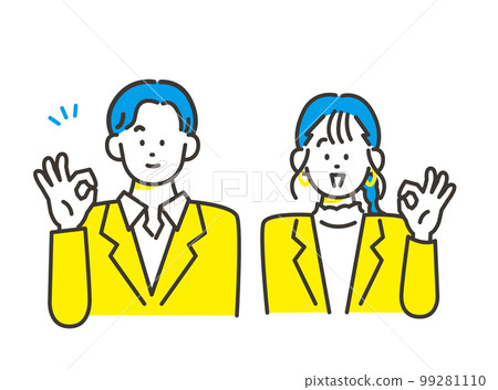 Men and women who guide in OK pose Business material image illustration Men and women who guide in OK pose Business material image illustration 99281110