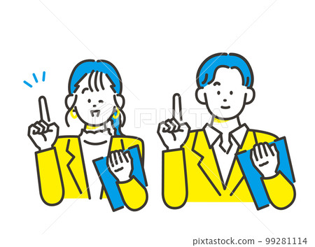Men and women holding documents and doing attention poses Men and women holding documents and doing attention poses 99281114