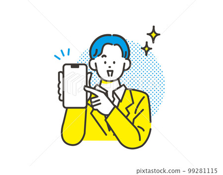 A man who appeals to easy payment with a smartphone Image material A man who appeals to easy payment with a smartphone Image material 99281115