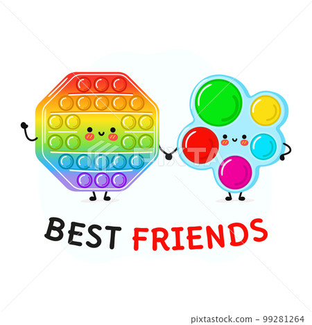 Card cute happy pop it and simple dimple and speech babble characters. Vector hand drawn doodle style cartoon character illustration icon design. Best friends card Card cute happy pop it and simple dimple and speech babble characters. Vector hand drawn doodle style cartoon character illustration icon design. Best friends card 99281264