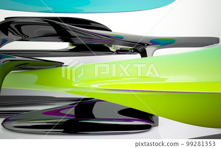 Abstract white and colored gradient smooth interior multilevel public space with window. 3D illustration and rendering. Abstract white and colored gradient smooth interior multilevel public space with window. 3D illustration and rendering. 99281353