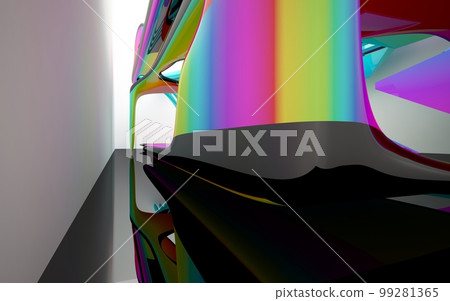 Abstract white and colored gradient smooth interior multilevel public space with window. 3D illustration and rendering. Abstract white and colored gradient smooth interior multilevel public space with window. 3D illustration and rendering. 99281365