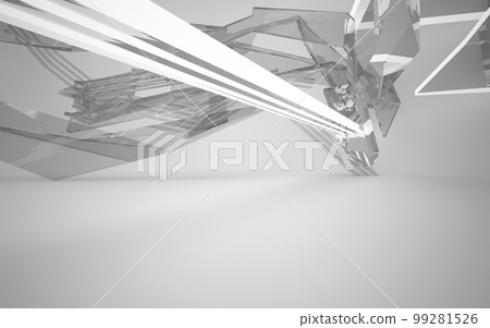 Abstract white interior of the future, with neon lighting. 3D illustration and rendering Abstract white interior of the future, with neon lighting. 3D illustration and rendering 99281526