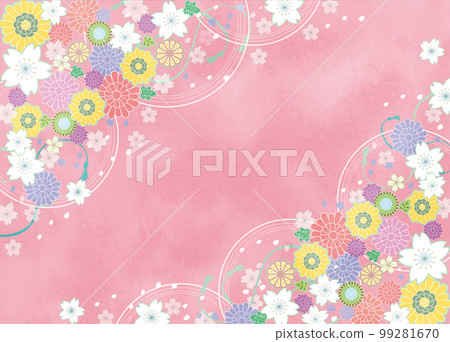 cherry blossom watercolor background 99281670