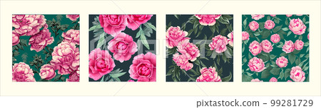 Surreal rowing landscape vector illustration. Alien planet surface environment. Enchanted forest with mushrooms and magic. Set of four square posters Surreal rowing landscape vector illustration. Alien planet surface environment. Enchanted forest with mushrooms and magic. Set of four square posters 99281729