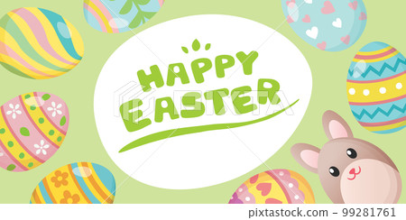 easter bunny and eggs background illustration 99281761