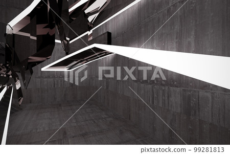 Empty dark abstract brown concrete room interior. Architectural background. Night view of the illuminated. 3D illustration and rendering Empty dark abstract brown concrete room interior. Architectural background. Night view of the illuminated. 3D illustration and rendering 99281813