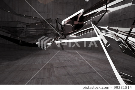 Empty dark abstract brown concrete room interior. Architectural background. Night view of the illuminated. 3D illustration and rendering Empty dark abstract brown concrete room interior. Architectural background. Night view of the illuminated. 3D illustration and rendering 99281814