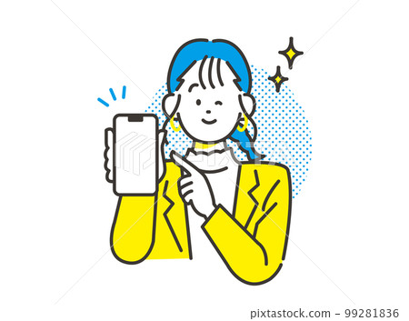 A woman who appeals to easy payment with a smartphone Image material 99281836