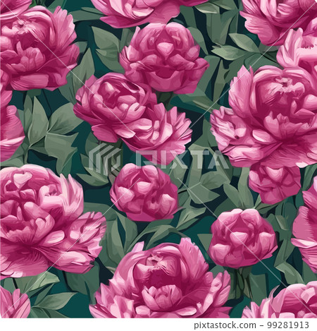Vector seamless pattern with pink peonies and... - Stock Illustration ...