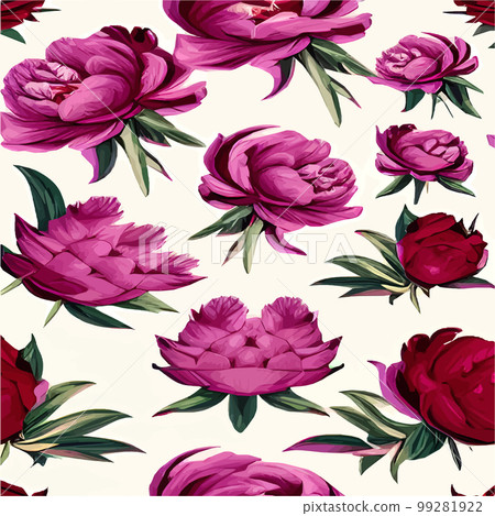 Floral vintage seamless pattern with pink... - Stock Illustration ...