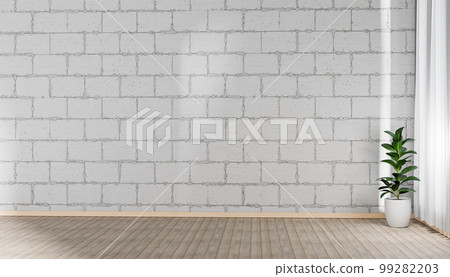White brick block wall mock up room 99282203