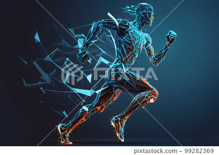 Abstract running man created with generative AI technology 99282369
