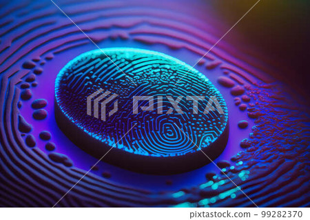 Fingerprint on scanner glowing in ultraviolet created with generative AI technology Fingerprint on scanner glowing in ultraviolet created with generative AI technology 99282370