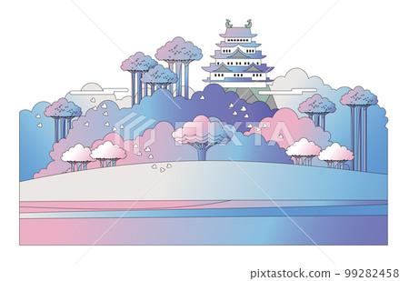 Nagoya Castle. Scenery with cherry blossom park and castle tower 99282458