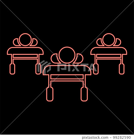 Neon patients on couches is lying hospital pandemic concept clinic epidemic red color vector illustration image flat style 99282590