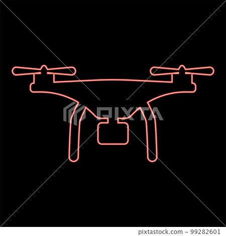 Neon drone with camera red color vector illustration image flat style Neon drone with camera red color vector illustration image flat style 99282601