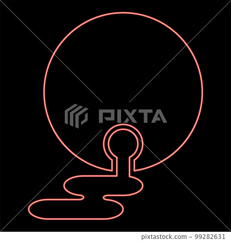 Neon oil flowing from barrel fuel flows out Environmental pollution crude spill red color vector illustration image flat style 99282631