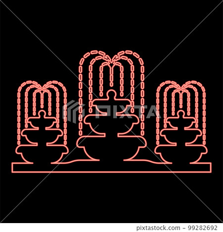 Neon fountain stream red color vector illustration image flat style 99282692