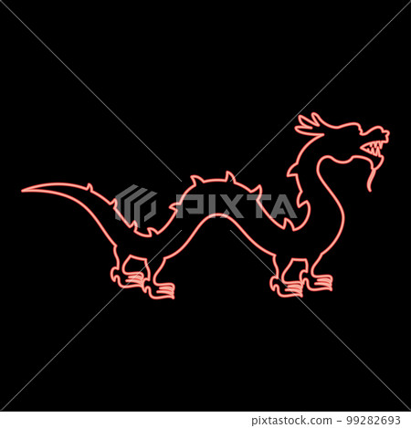 Neon chinese dragon red color vector illustration image flat style 99282693
