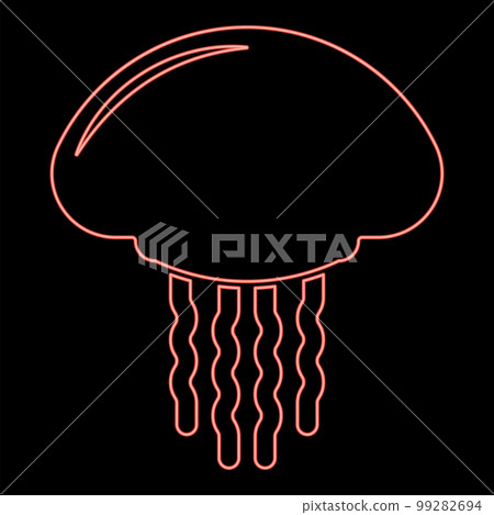 Neon jellyfish red color vector illustration image flat style 99282694