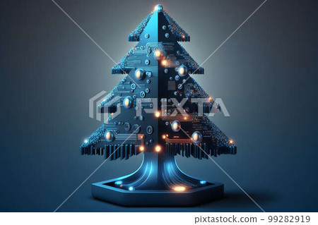 electronic christmas tree created with generative AI technology 99282919