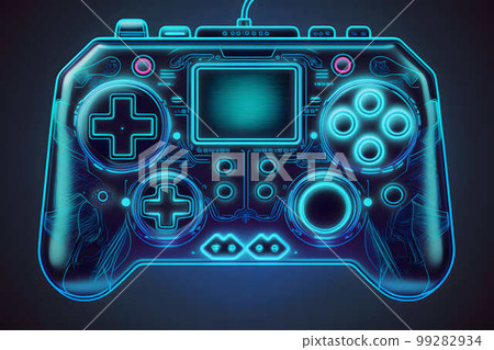 Neon Future Game controller created with generative AI technology Neon Future Game controller created with generative AI technology 99282934
