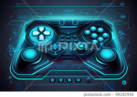 Neon Future Game controller created with generative AI technology Neon Future Game controller created with generative AI technology 99282936