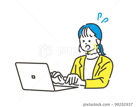 一位女員工沒有完成她的電腦工作就遇到了麻煩 99282937