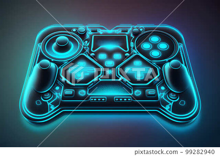 Neon Future Game controller created with generative AI technology Neon Future Game controller created with generative AI technology 99282940