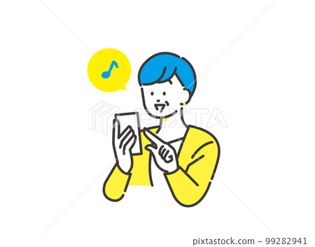 用於智能手機支付的中間女人插圖圖像素材 99282941