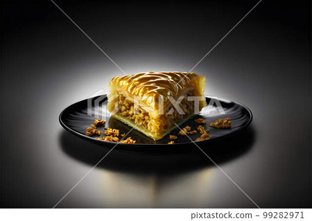 BAKLAVA on black background created with generative AI technology BAKLAVA on black background created with generative AI technology 99282971