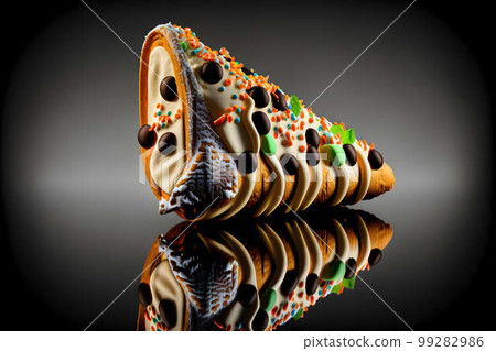 CANNOLI on black background created with generative AI technology 99282986