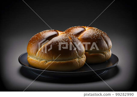 Cardamon Buns on black background created with generative AI technology 99282990