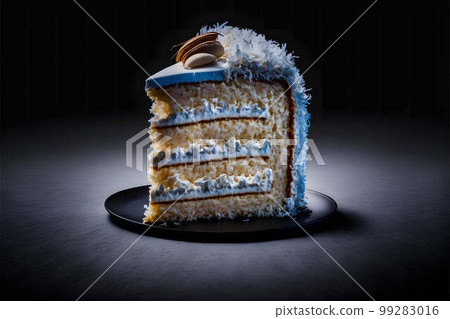 Coconut Cake on black background created with generative AI technology Coconut Cake on black background created with generative AI technology 99283016