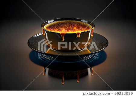Creme Brulee on black background created with generative AI technology 99283039