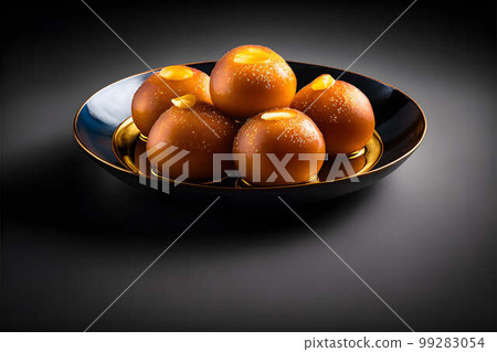 GULAB JAMUN on black background created with generative AI technology 99283054