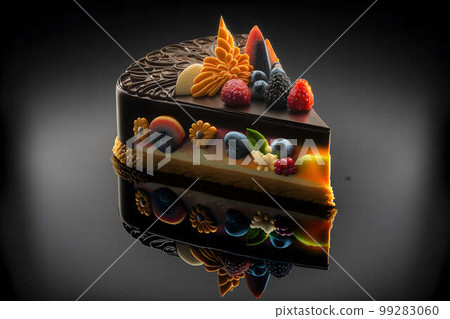 Eszterhazy Torta on black background created with generative AI technology 99283060