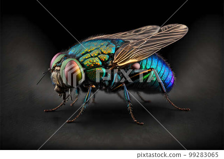 fly on black background created with generative AI technology 99283065