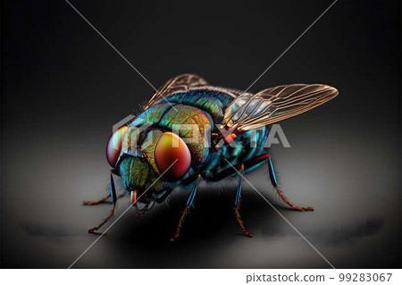 fly on black background created with generative AI technology fly on black background created with generative AI technology 99283067