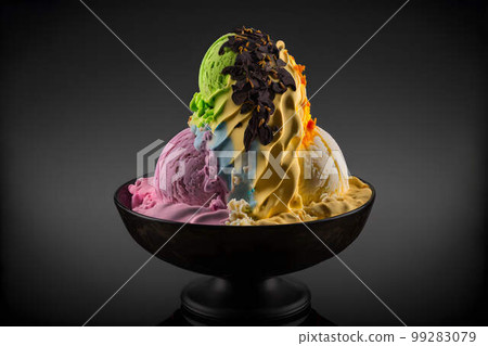 Gelato on black background created with generative AI technology Gelato on black background created with generative AI technology 99283079