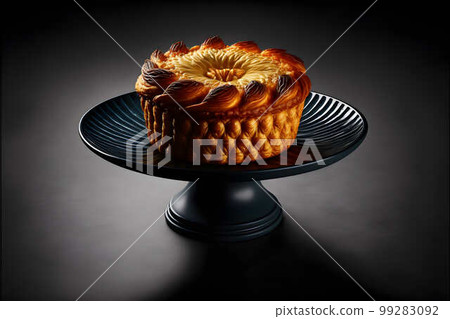 Kouign Amann on black background created with generative AI technology 99283092